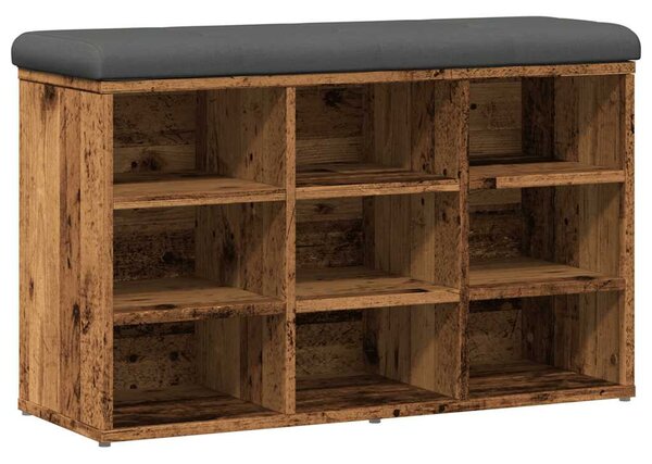 Antik fa szerelt fa cipőtároló pad 82x32x50 cm