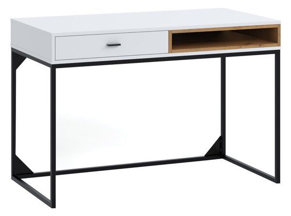 OLIER íróasztal, 120x80,5x60, fehér/dub artisan