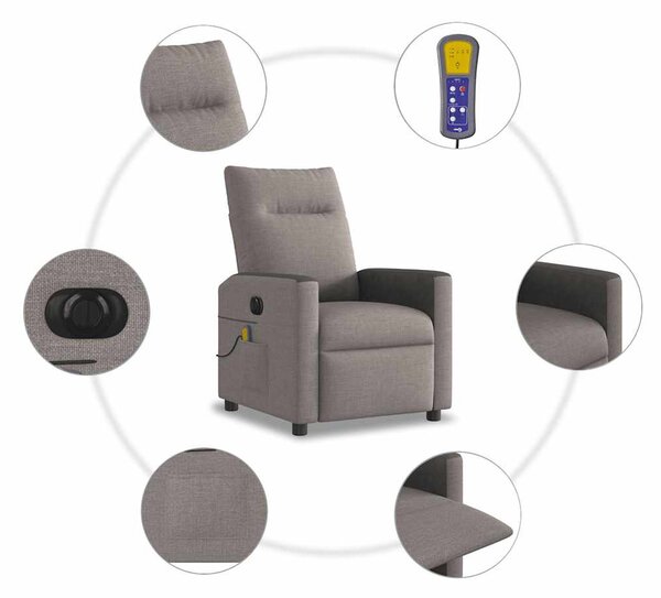 Tópszínű szövet elektromos dönthető masszázsfotel