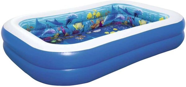 Bestway Undesea Adventure felfújható medence 262 cm x 175 x 51 cm, + csomag a 3D-s vízalatti élményhez-BW54177