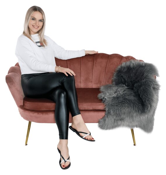 Pad Art-deco stílusban, rózsaszín Velvet anyag/gold chróm-arany, NOBLIN
