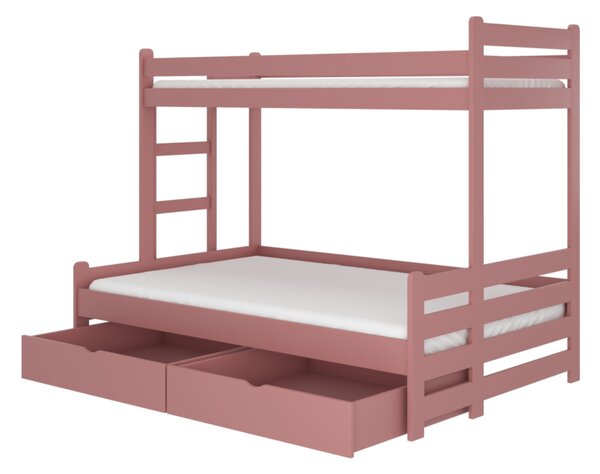 BENITO emeletes gyerekágy + matrac, 80x200, rózsaszín