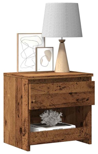2 db antik fa forgácslap éjjeliszekrény 40 x 30 x 39 cm