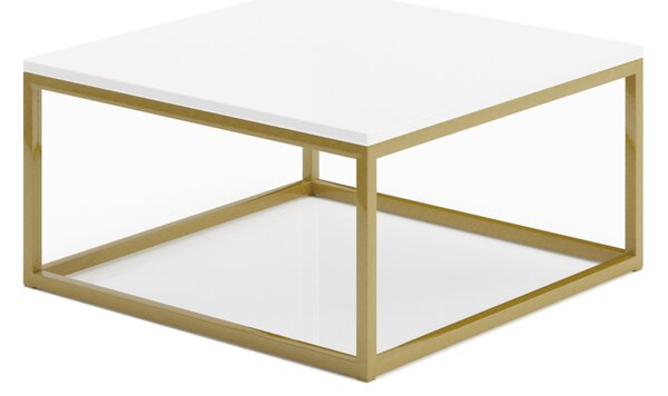 BELTEN dohányzóasztal, 65x33x65, arany/fehér