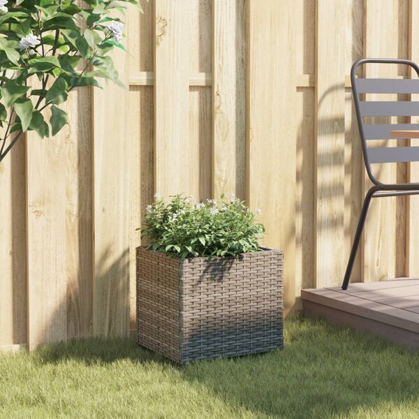 Szürke polyrattan kerti ültetőláda 36x30x32 cm