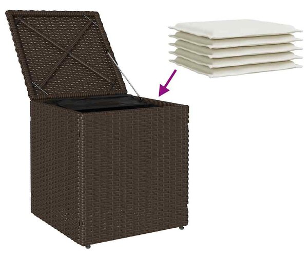 2 db barna polyrattan kerti szék párnával 40x40x43 cm
