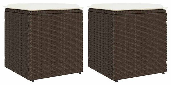 2 db barna polyrattan kerti szék párnával 40x40x43 cm