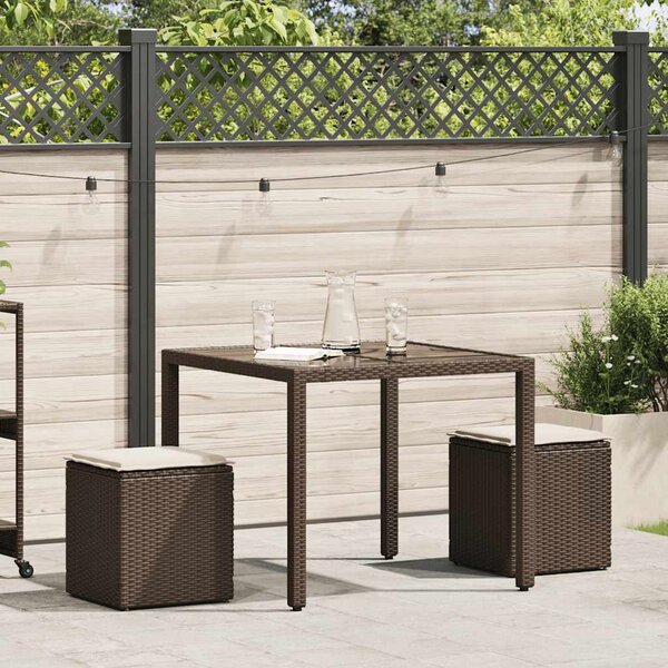 2 db barna polyrattan kerti szék párnával 40x40x43 cm