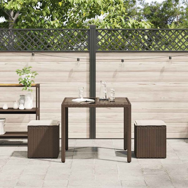 2 db barna polyrattan kerti szék párnával 40x40x43 cm
