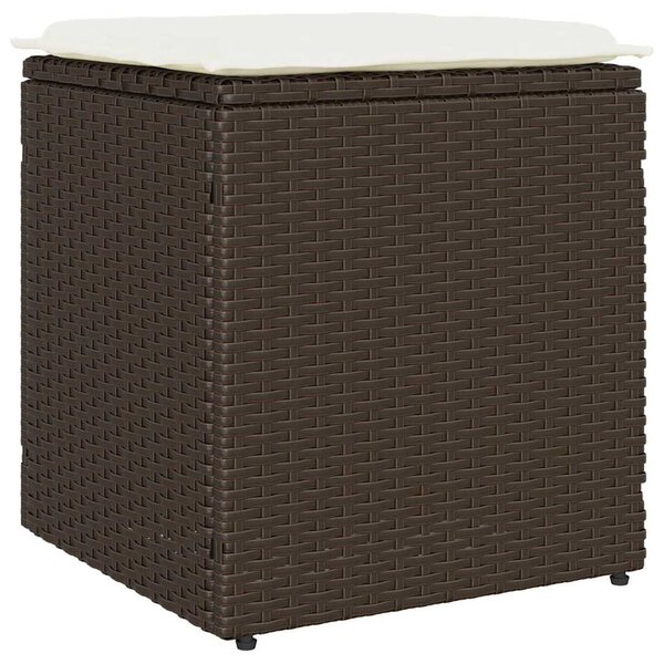2 db barna polyrattan kerti szék párnával 40x40x43 cm