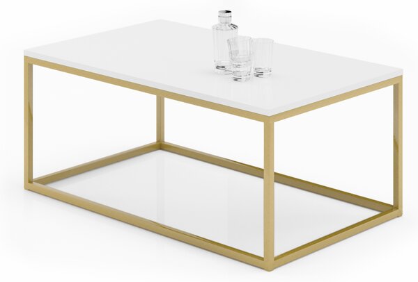 NARISA dohányzóasztal, 100x43x60, arany/fehér
