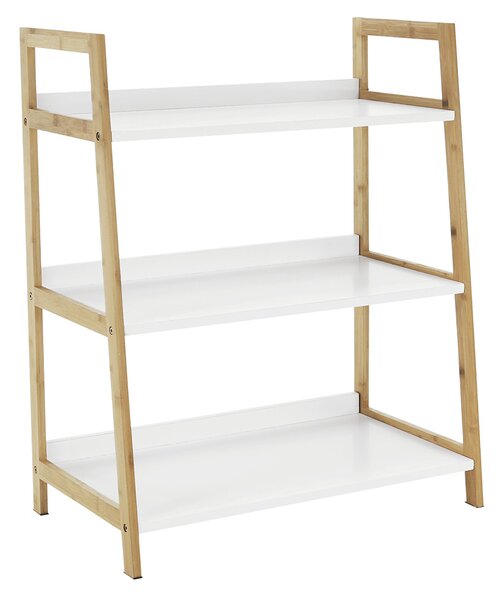3 polcos állvány, fehér/természetes, KOEN TYP 1