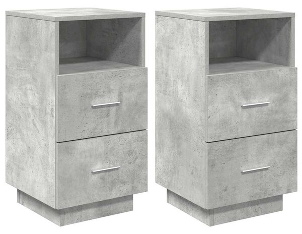 2 db betonszürke éjjeliszekrény 2 fiókkal 36x36x68 cm
