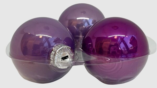 Purple üveg karácsonyi gömb szett 12*6cm