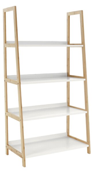 4 polcos állvány, fehér/természetes, KOEN TYP 2