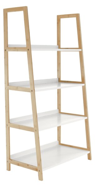 4 polcos állvány, fehér/természetes, KOEN TYP 2