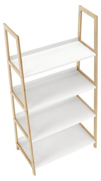 4 polcos állvány, fehér/természetes, KOEN TYP 2