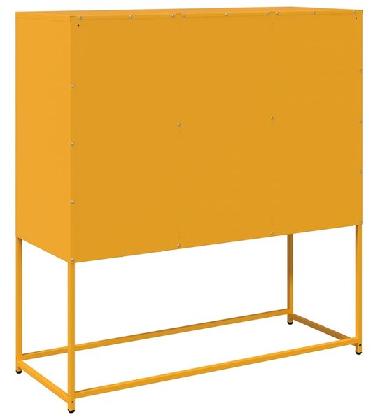 Mustársárga hideghengerelt acél tálalószekrény 100,5x39x107 cm