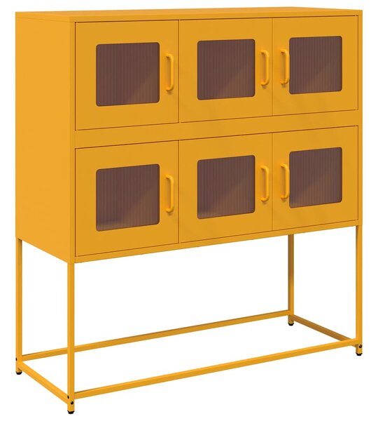 Mustársárga hideghengerelt acél tálalószekrény 100,5x39x107 cm