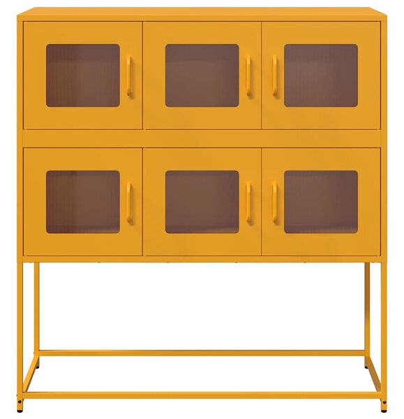 Mustársárga hideghengerelt acél tálalószekrény 100,5x39x107 cm