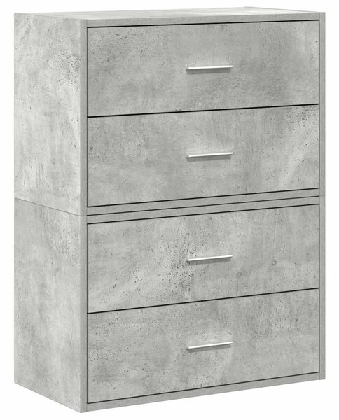 Szekrények 2 fiókkal 2 db betonszürke 60x31x40 cm gépelt fa