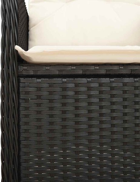 5 részes fekete polyrattan kerti bisztrógarnitúra párnákkal