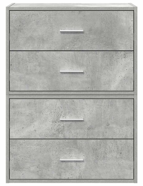 Szekrények 2 fiókkal 2 db betonszürke 60x31x40 cm gépelt fa