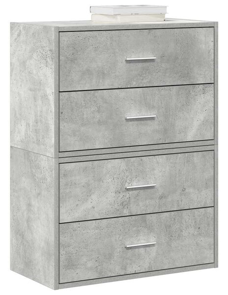 Szekrények 2 fiókkal 2 db betonszürke 60x31x40 cm gépelt fa