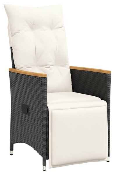11 részes fekete polyrattan kerti bisztrógarnitúra párnákkal