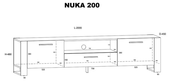 TV szekrény/asztal Nulakka 200 (grande tölgy)