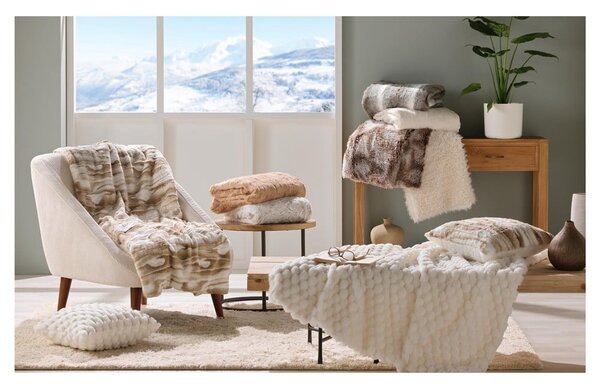 Bézs mikroplüss takaró 180x220 cm Lynx – douceur d'intérieur