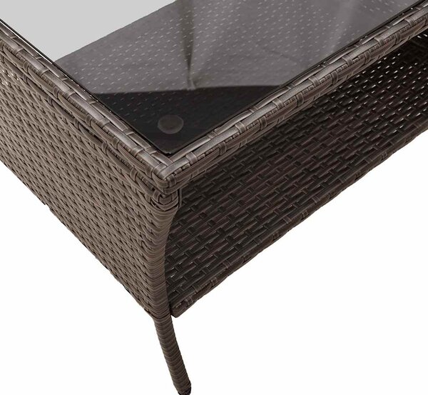 2 személyes barna polyrattan kerti kanapé asztallal&párnával