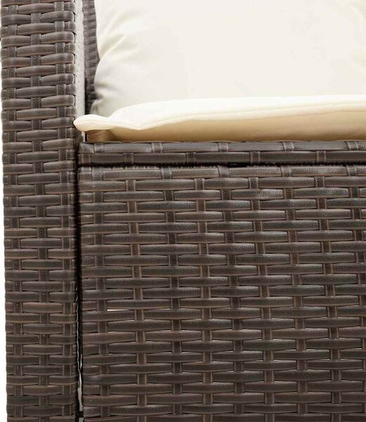 2 személyes barna polyrattan kerti kanapé asztallal&párnával
