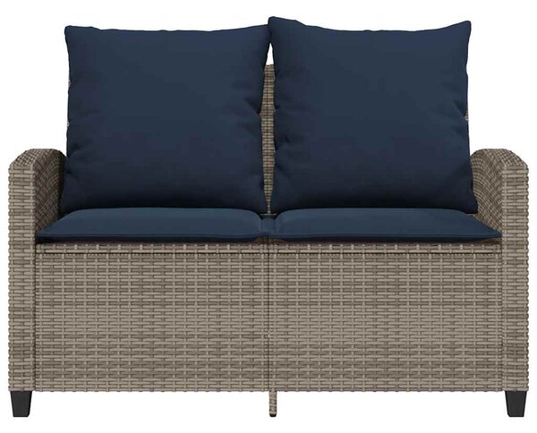 2 személyes szürke polyrattan kerti kanapé asztallal&párnával