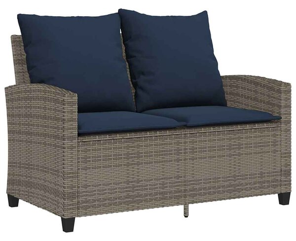 2 személyes szürke polyrattan kerti kanapé asztallal&párnával