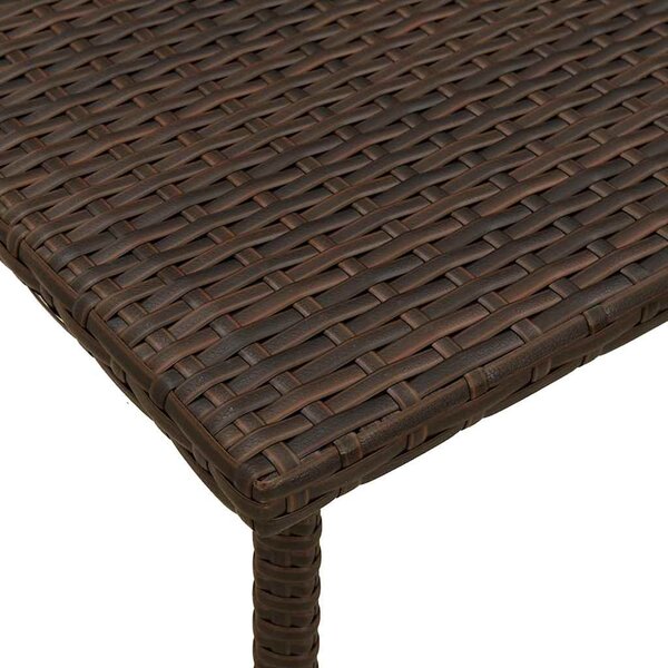 Téglalap barna polyrattan kerti dohányzóasztal 80x40x37cm