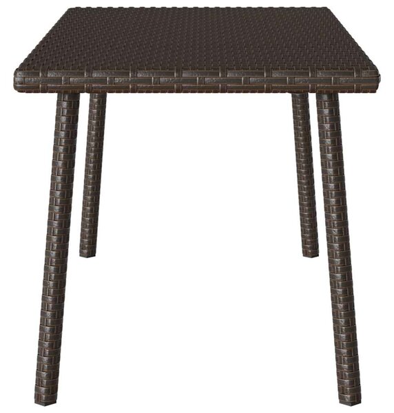 Téglalap barna polyrattan kerti dohányzóasztal 80x40x37cm