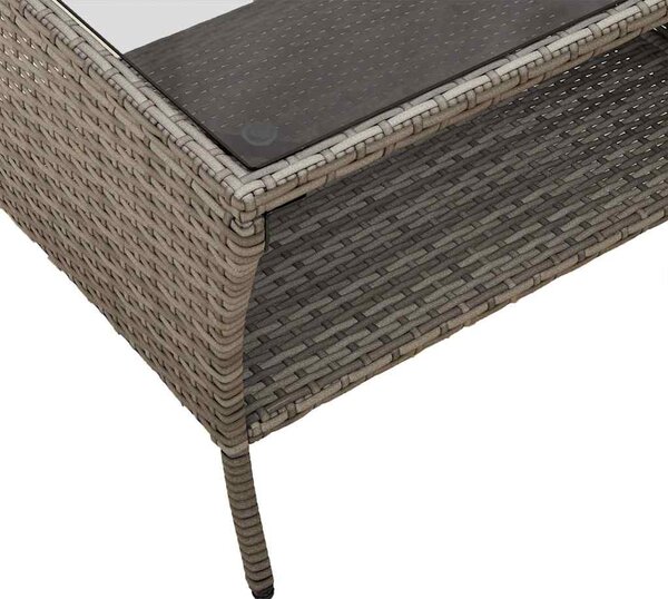 2 személyes szürke polyrattan kerti kanapé asztallal&párnával