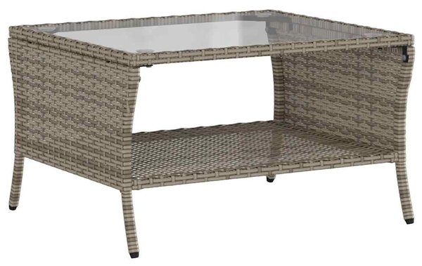 2 személyes szürke polyrattan kerti kanapé asztallal&párnával