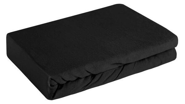 Jersey3 pamut gumis lepedő Fekete 90x200 cm + 25 cm