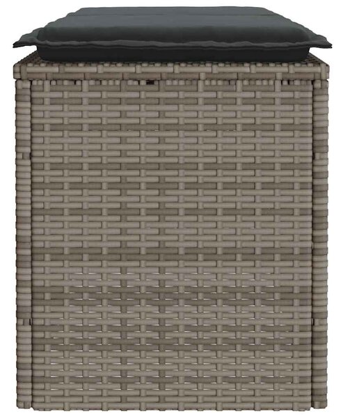 Szürke polyrattan kerti pad párnával 116 x 46 x 57 cm