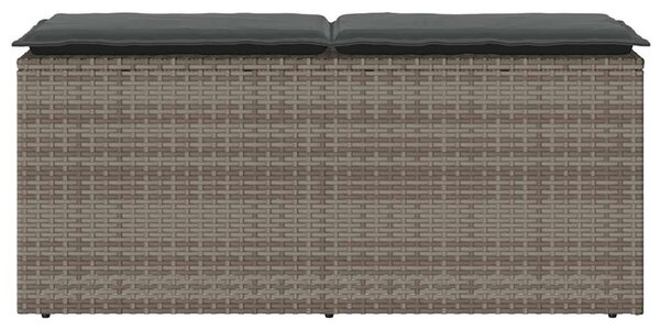 Szürke polyrattan kerti pad párnával 116 x 46 x 57 cm