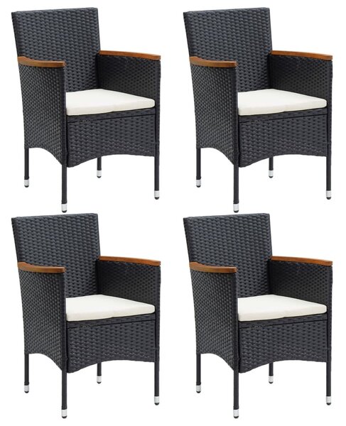 VidaXL 4 db fekete polyrattan kerti étkezőszék