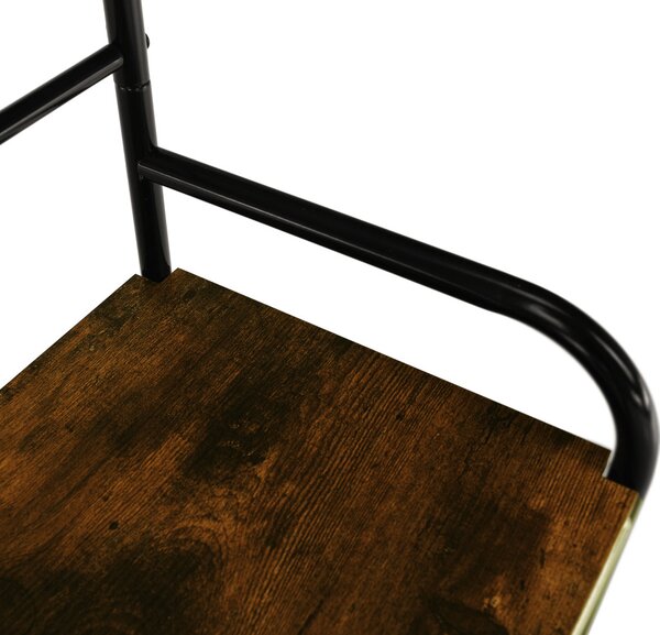 Akasztó cipőtárolóval, fekete fém/MDF rusztikus fa, KELAM