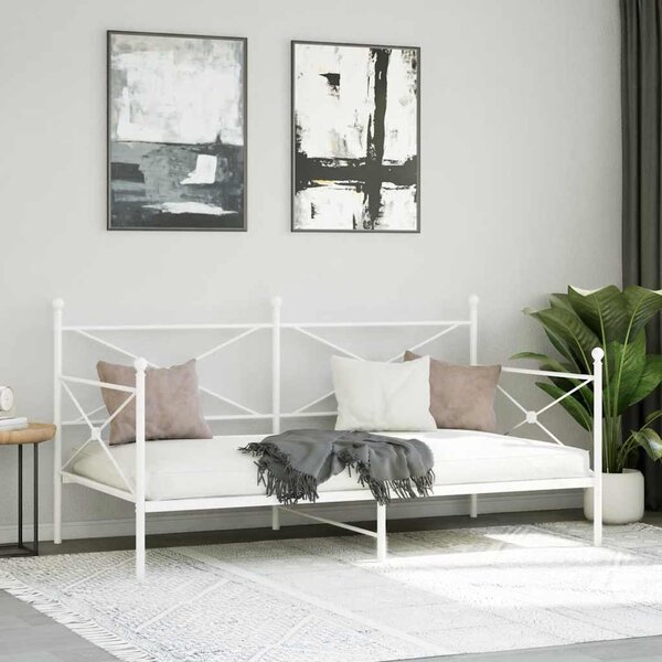Kanapéágy matrac nélkül fehér 100x190 cm acél