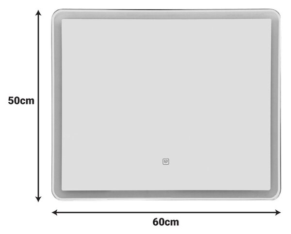 LED-es tükör, Quadrou, átlátszó, 60x3x50 cm