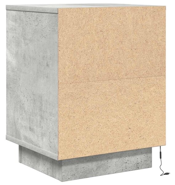 Betonszürke éjjeliszekrény LED-világítással 38x34x50 cm