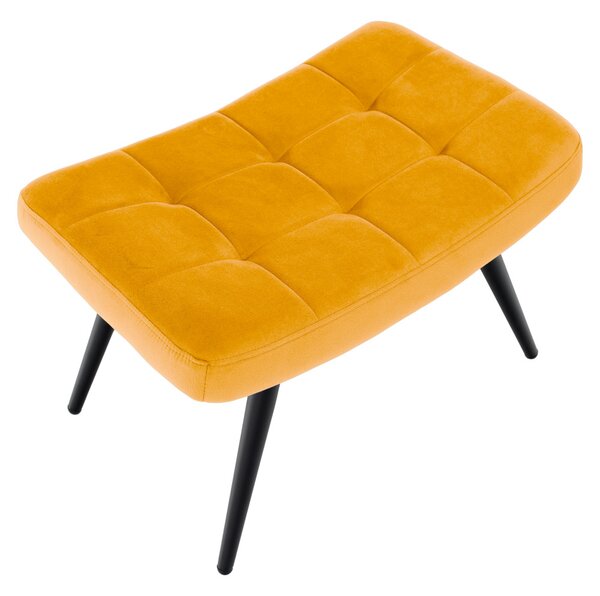 Fotel lábtartóval, sárga Velvet szövet/fekete, HABEN