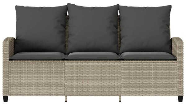3 személyes szürke polyrattan kerti kanapé asztallal&párnával