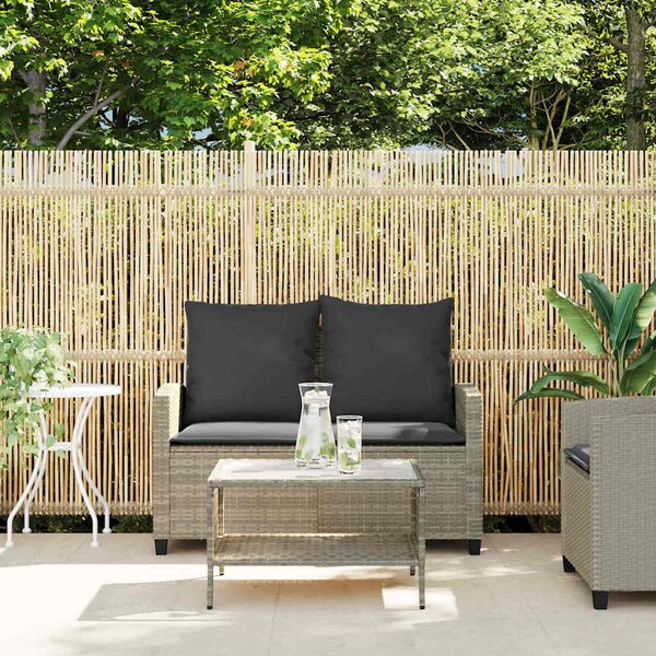2 személyes polyrattan kerti kanapé asztallal&párnával